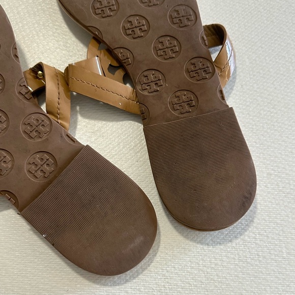 Tory Burch Miller Patent Sandals in Tan Size 9 VGUC - Picture 6 of 16